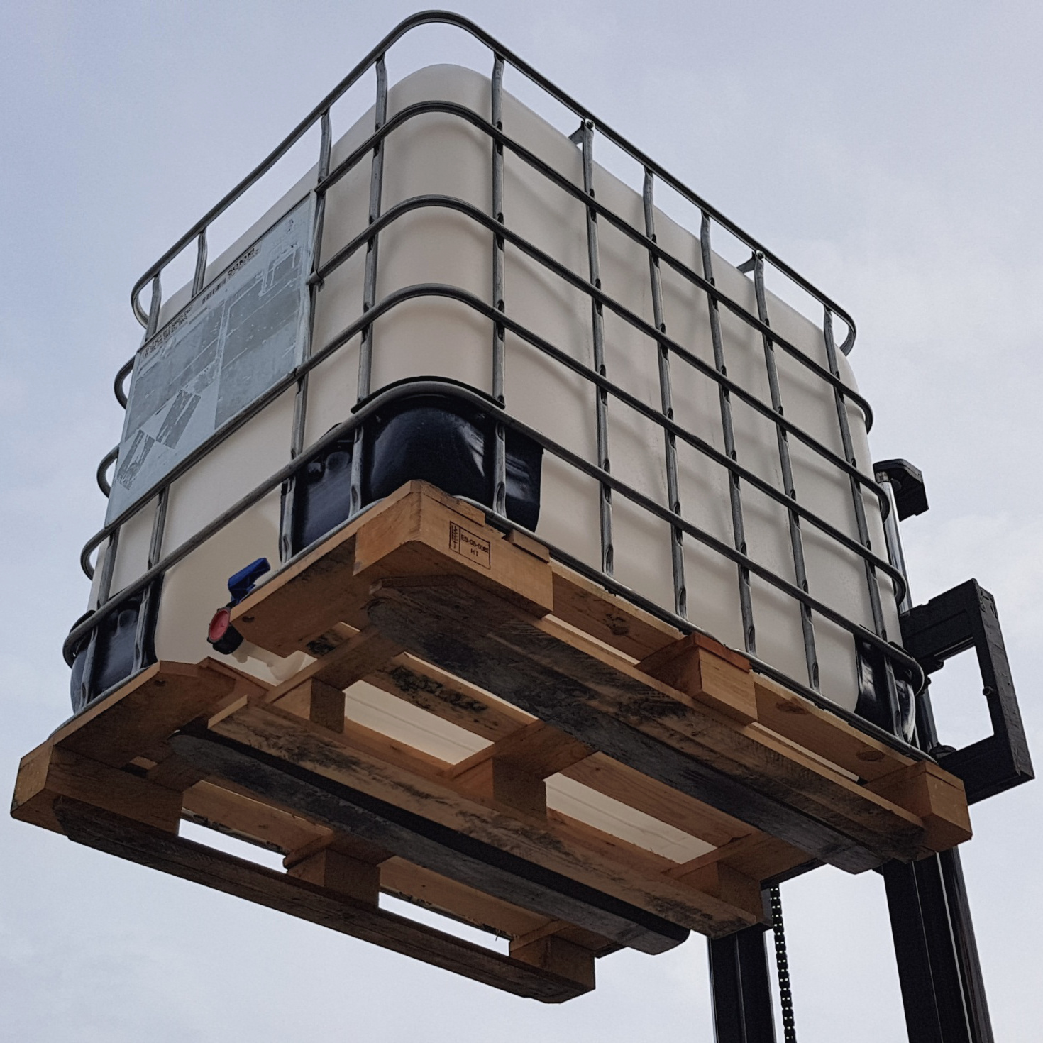 1000 l IBC Container Wassertank Gespült auf Holzpalette