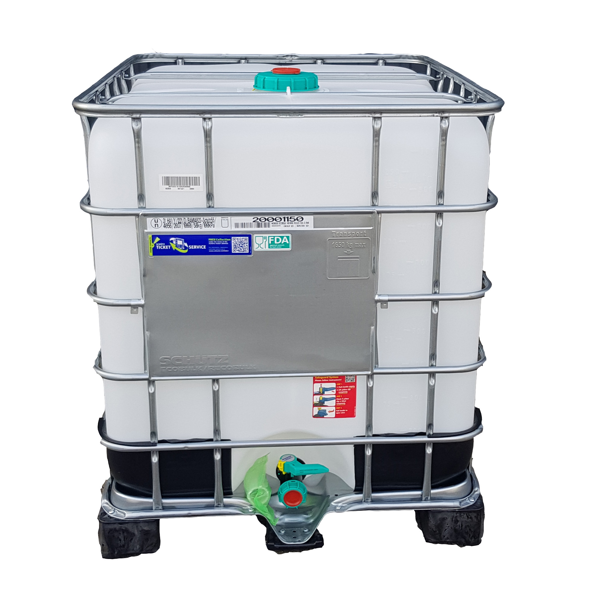 1000 l IBC Schütz Container Wassertank UN/FDA Zulassung auf PE Palette NEU